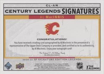 2020-21 SP Signature Edition Legends - Century Legends Signatures #CL-AM Al MacInnis Back