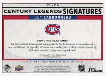 2020-21 SP Signature Edition Legends - Century Legends Signatures #CL-CA Guy Carbonneau Back