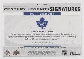 2020-21 SP Signature Edition Legends - Century Legends Signatures #CL-DG Doug Gilmour Back