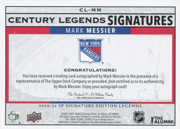 2020-21 SP Signature Edition Legends - Century Legends Signatures #CL-MM Mark Messier Back