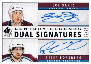 2020-21 SP Signature Edition Legends - Century Legends Signatures Dual #CL2-SF Joe Sakic / Peter Forsberg Front