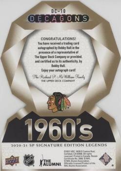 2020-21 SP Signature Edition Legends - Decagons Gold Autographs #DC-10 Bobby Hull Back