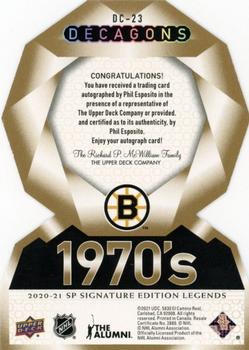 2020-21 SP Signature Edition Legends - Decagons Gold Autographs #DC-23 Phil Esposito Back