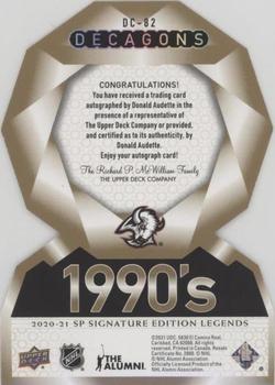 2020-21 SP Signature Edition Legends - Decagons Gold Autographs #DC-82 Donald Audette Back