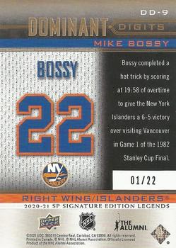 2020-21 SP Signature Edition Legends - Dominant Digits Gold Foil #DD-9 Mike Bossy Back