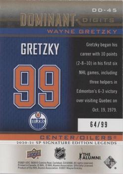 2020-21 SP Signature Edition Legends - Dominant Digits Gold Foil #DD-45 Wayne Gretzky Back