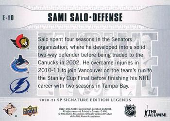 2020-21 SP Signature Edition Legends - Evolve #E-10 Sami Salo Back