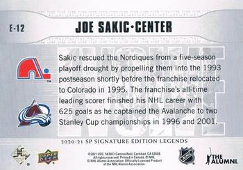 2020-21 SP Signature Edition Legends - Evolve #E-12 Joe Sakic Back