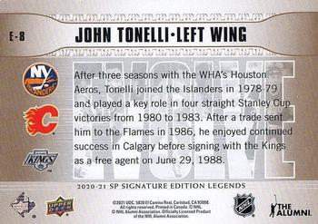 2020-21 SP Signature Edition Legends - Evolve Gold Foil #E-8 John Tonelli Back