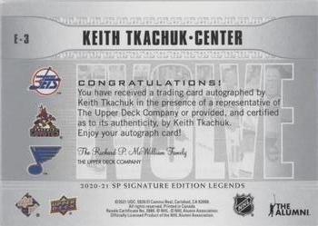 2020-21 SP Signature Edition Legends - Evolve Silver Spectrum Foil Autographs #E-3 Keith Tkachuk Back