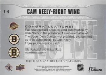 2020-21 SP Signature Edition Legends - Evolve Silver Spectrum Foil Autographs #E-4 Cam Neely Back