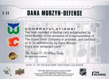 2020-21 SP Signature Edition Legends - Evolve Silver Spectrum Foil Autographs #E-11 Dana Murzyn Back