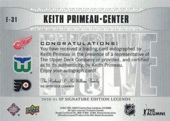 2020-21 SP Signature Edition Legends - Evolve Silver Spectrum Foil Autographs #E-31 Keith Primeau Back