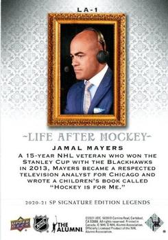 2020-21 SP Signature Edition Legends - Life After Hockey #LA-1 Jamal Mayers Back