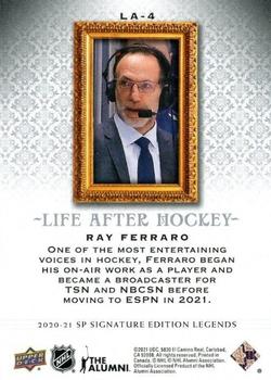 2020-21 SP Signature Edition Legends - Life After Hockey #LA-4 Ray Ferraro Back