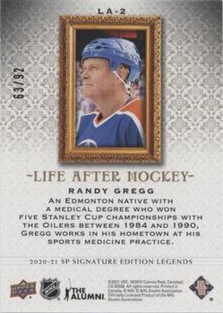 2020-21 SP Signature Edition Legends - Life After Hockey Gold Foil #LA-2 Randy Gregg Back