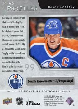 2020-21 SP Signature Edition Legends - Profiles #P-45 Wayne Gretzky Back