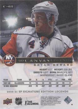 2020-21 SP Signature Edition Legends - UD Canvas Legends #C-63 Bryan Berard Back