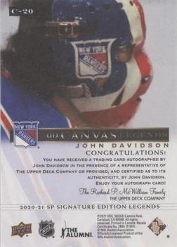 2020-21 SP Signature Edition Legends - UD Canvas Legends Autographs #C-20 John Davidson Back