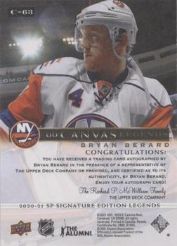 2020-21 SP Signature Edition Legends - UD Canvas Legends Autographs #C-63 Bryan Berard Back