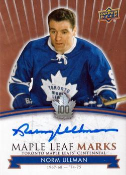 2020-21 SP Signature Edition Legends - 2017 Upper Deck Toronto Maple Leafs Centennial Update: Maple Leaf Marks #MLM-NU Norm Ullman Front
