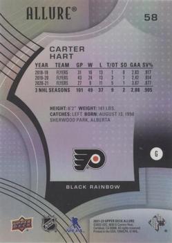 2021-22 Upper Deck Allure - Black Rainbow #58 Carter Hart Back