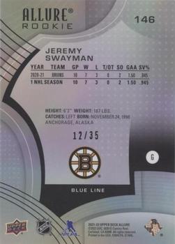 2021-22 Upper Deck Allure - Blue Line #146 Jeremy Swayman Back