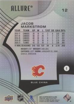 2021-22 Upper Deck Allure - Blue China #12 Jacob Markstrom Back