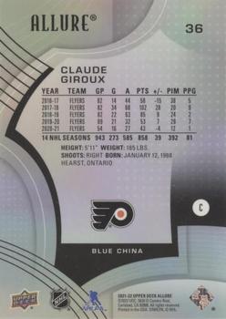 2021-22 Upper Deck Allure - Blue China #36 Claude Giroux Back