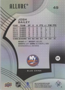 2021-22 Upper Deck Allure - Blue China #49 Josh Bailey Back