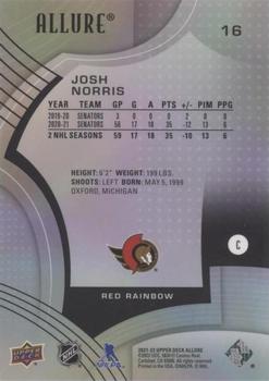 2021-22 Upper Deck Allure - Red Rainbow #16 Josh Norris Back