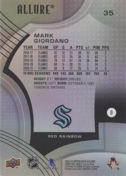 2021-22 Upper Deck Allure - Red Rainbow #35 Mark Giordano Back