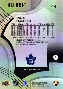 2021-22 Upper Deck Allure - Red Rainbow #44 John Tavares Back