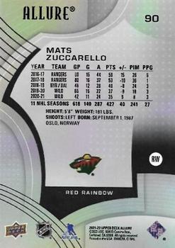 2021-22 Upper Deck Allure - Red Rainbow #90 Mats Zuccarello Back