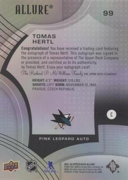 2021-22 Upper Deck Allure - Autographs Pink Leopard #99 Tomas Hertl Back