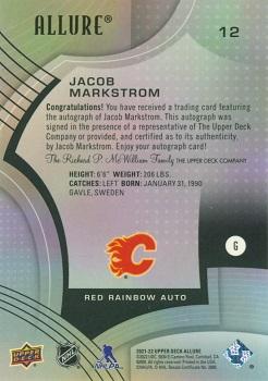 2021-22 Upper Deck Allure - Autographs Red Rainbow #12 Jacob Markstrom Back