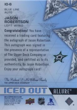 2021-22 Upper Deck Allure - Iced Out Autographs #IO-6 Jason Robertson Back