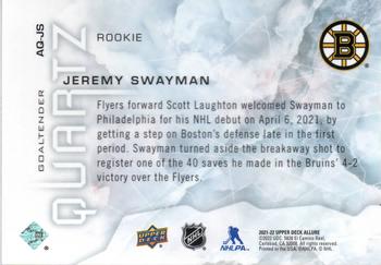 2021-22 Upper Deck Allure - Quartz Rookies #AQ-JS Jeremy Swayman Back