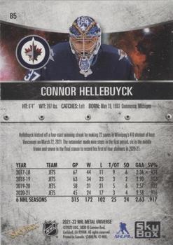 2021-22 SkyBox Metal Universe - Spectrum #85 Connor Hellebuyck Back