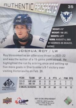 2021-22 SP Game Used CHL #35 Joshua Roy Back