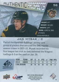 2021-22 SP Game Used CHL #56 Jan Mysak Back