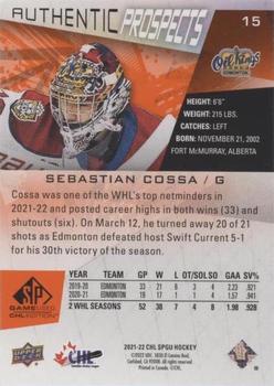 2021-22 SP Game Used CHL - Foilboard Orange #15 Sebastian Cossa Back