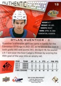 2021-22 SP Game Used CHL - Foilboard Orange #18 Dylan Guenther Back