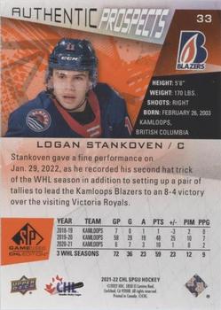 2021-22 SP Game Used CHL - Foilboard Orange #33 Logan Stankoven Back