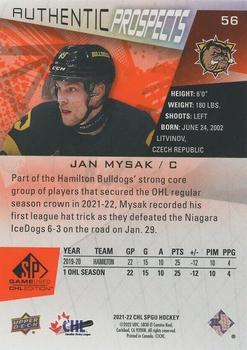 2021-22 SP Game Used CHL - Foilboard Orange #56 Jan Mysak Back