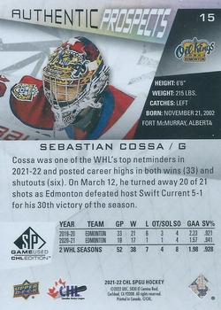 2021-22 SP Game Used CHL - Foilboard Silver #15 Sebastian Cossa Back