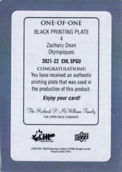 2021-22 SP Game Used CHL - Printing Plates Black #4 Zachary Dean Back