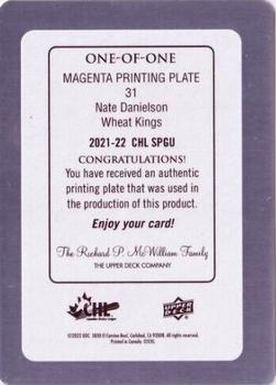 2021-22 SP Game Used CHL - Printing Plates Magenta #31 Nate Danielson Back