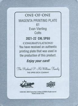 2021-22 SP Game Used CHL - Printing Plates Magenta #61 Evan Vierling Back