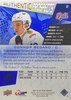 2021-22 SP Game Used CHL - Autographs Blue #2 Connor Bedard Back